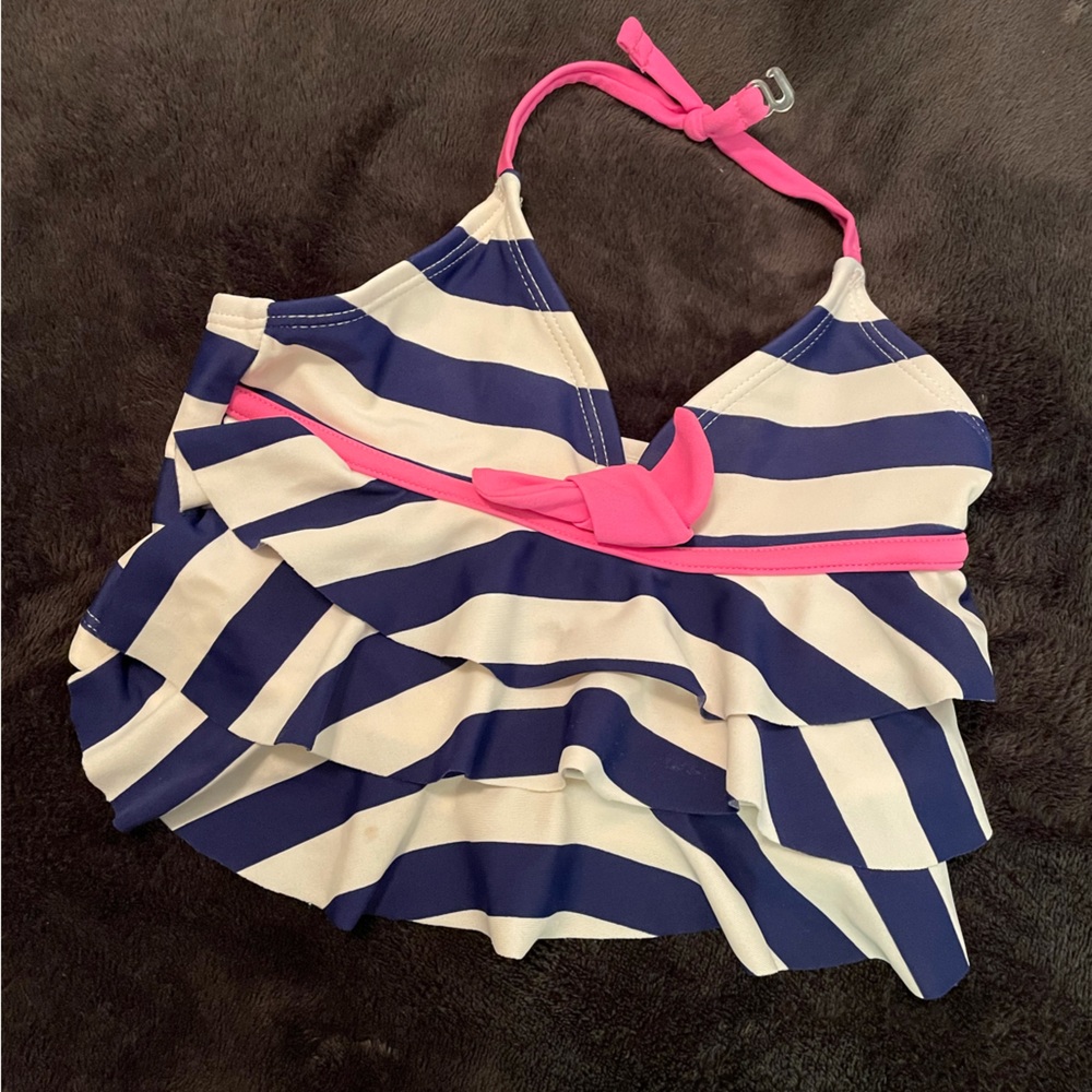 5for$20-Beach Native toddler navy,off-white,pink halter &tiered top bikini-Sz 4T - Picture 3 of 13